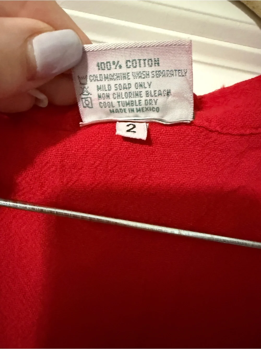 Oh My Gauze Red Cotton Button Front Crinkle Top Size 2 Made in Mexico